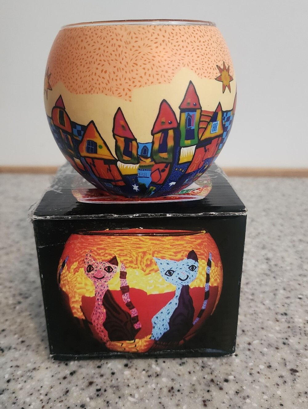 Leuchtglas Colorful Village Decorative Glass Candle Holder - Picture 2 of 2